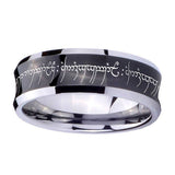 5, 8mm Lord Of The Rings Concave Black Unique Men Wedding Ring