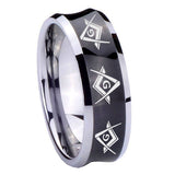 10mm-Master-Mason-Masonic--Concave-Black-Tungsten-Carbide-Men's-Engagement-Ring