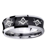 10mm Master Mason Masonic Concave Black Tungsten Ring
