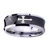 10mm-Christian-Cross-Concave-Black-Tungsten-Carbide-Mens-Promise-Ring