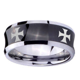 10mm-4-Maltese-Cross-Concave-Black-Tungsten-Carbide-Promise-Ring