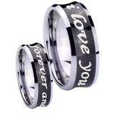 8mm-I-Love-You-Forever-and-ever-Concave-Black-Tungsten-Carbide-Men's-Band-Ring