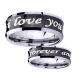 10mm-I-Love-You-Forever-and-ever-Concave-Black-Tungsten-Men's-Promise-Rings