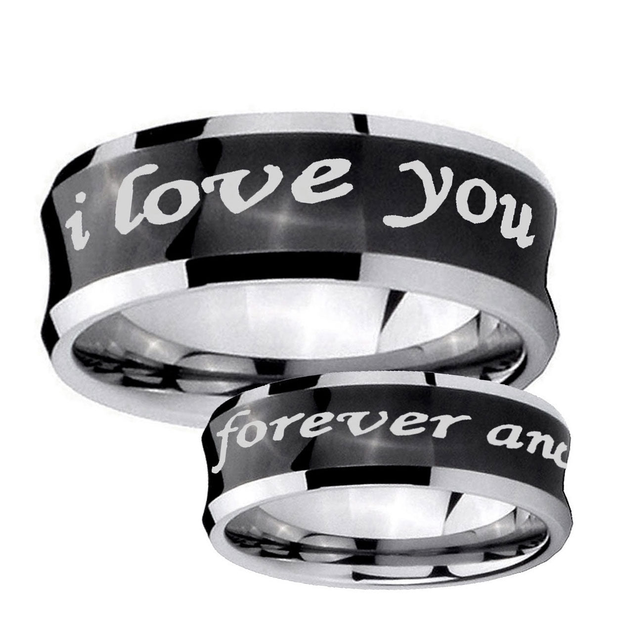 5MMI Love You Forever ever Concave Black Tungsten Men's Ring