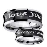 5, 8mm I Love You Forever and ever Concave Black Tungsten Ring