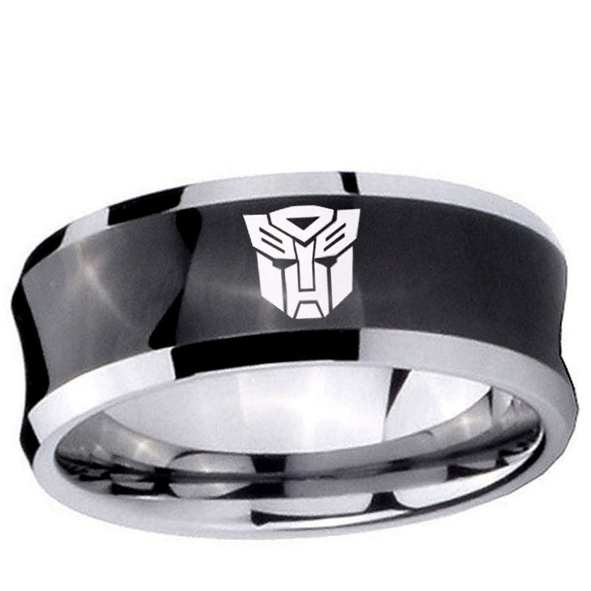 10mm Transformers Autobot Concave Black Tungsten Ring