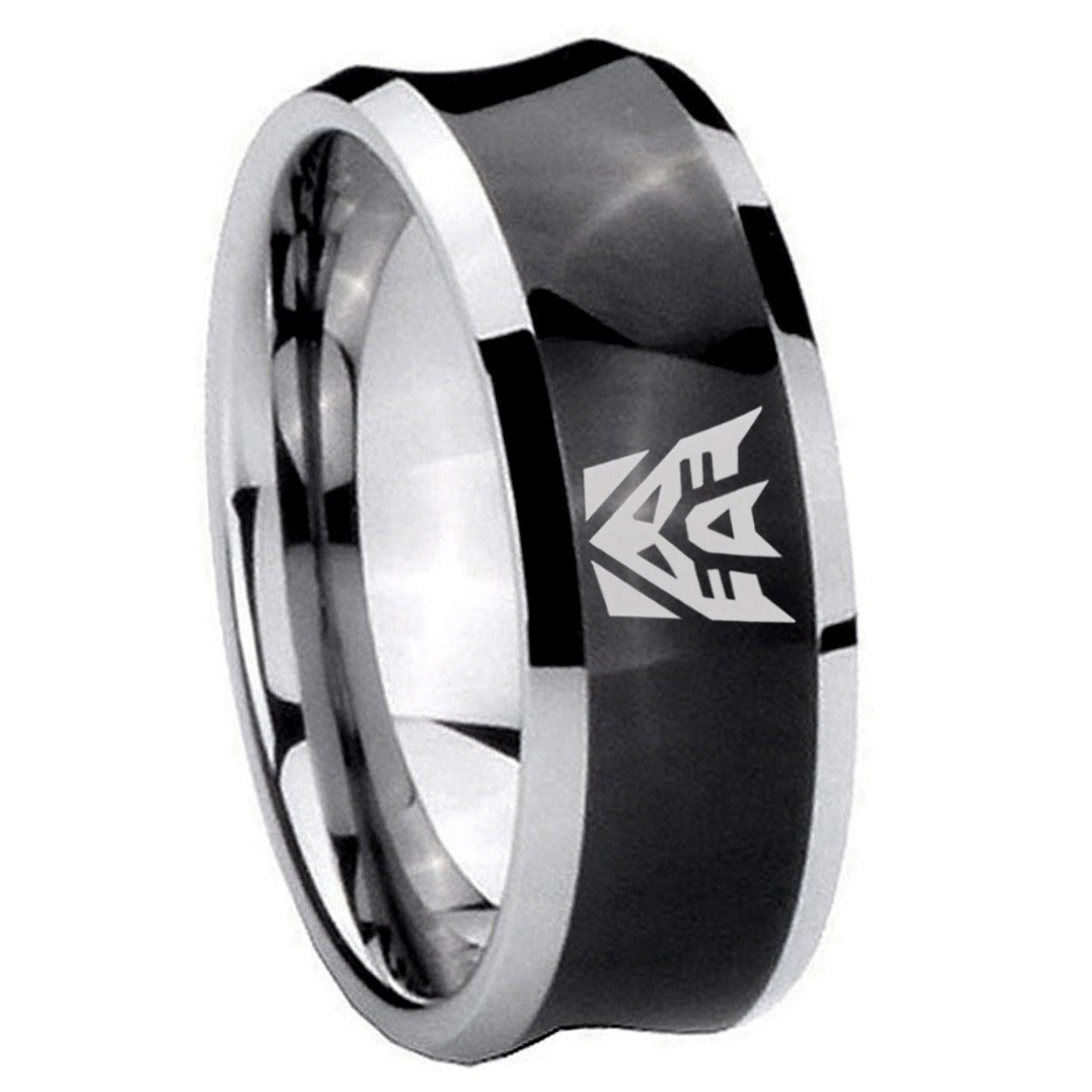 8MM Decepticon Transformers Concave Black Tungsten Anniversary Ring