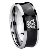 10mm Decepticon Transformers Concave Black Tungsten Carbide Mens Wedding Ring
