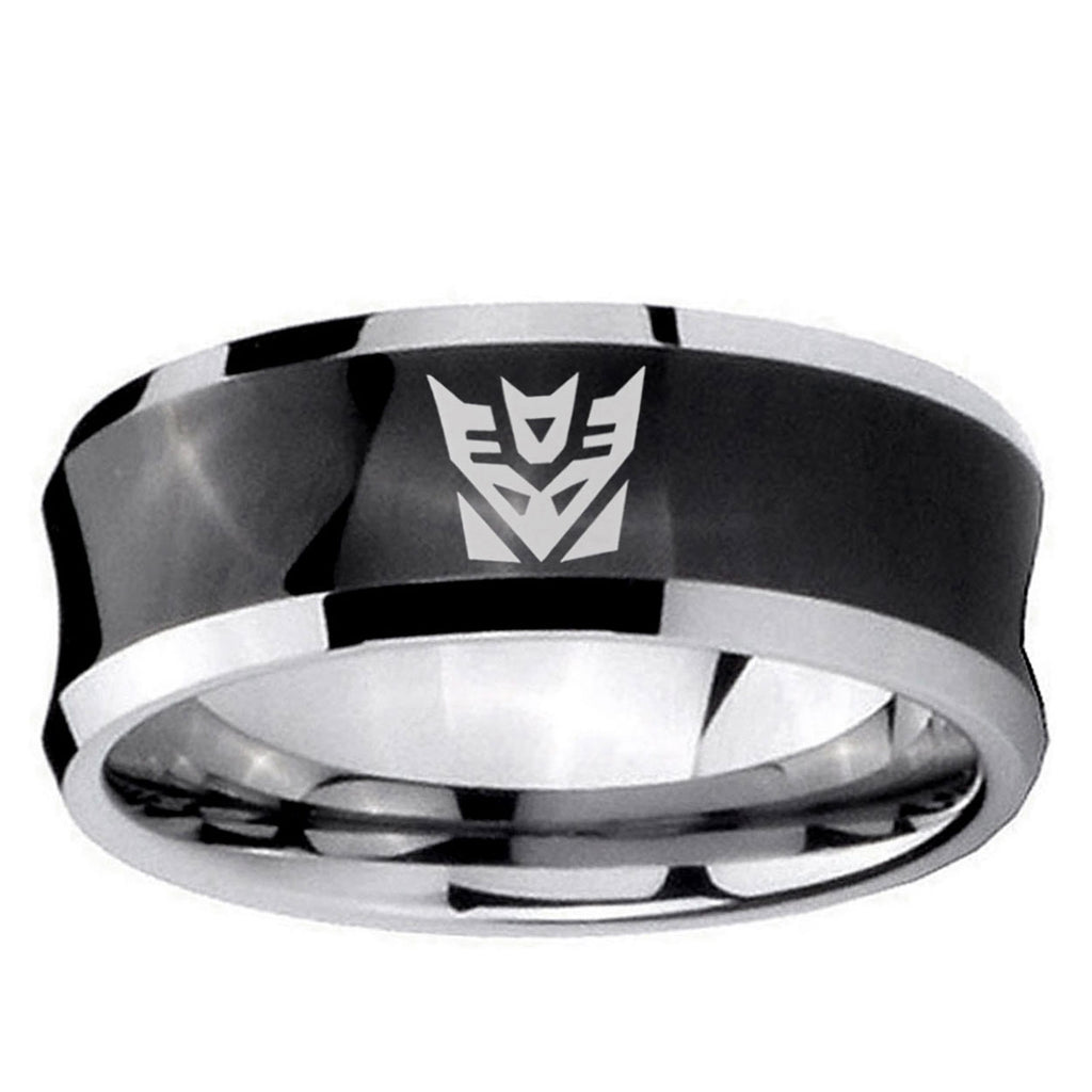 10mm Decepticon Transformers Concave Black Tungsten Ring