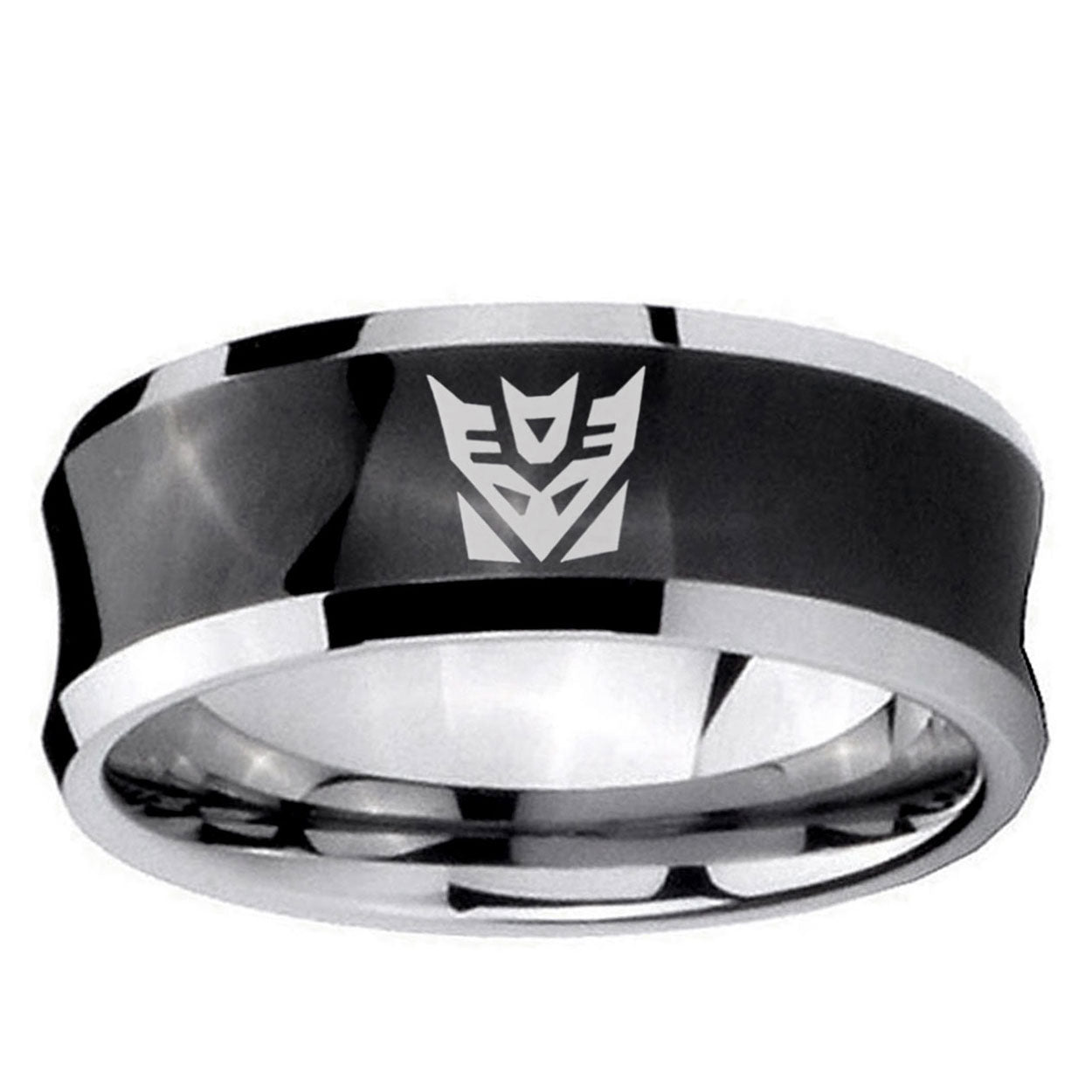 10mm Decepticon Transformers Concave Black Tungsten Ring