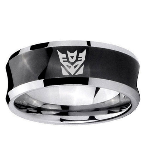 10mm Decepticon Transformers Concave Black Tungsten Ring
