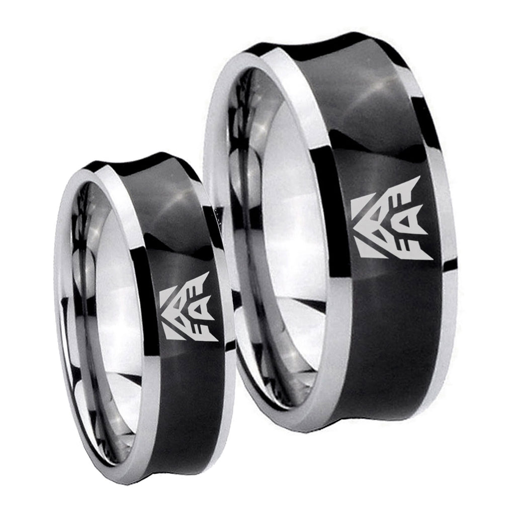 Decepticon Transformers Concave Black Tungsten Wedding Ring Sets