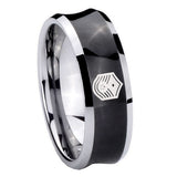 8mm Chief Master Sergeant Vector Concave Black Tungsten Mens Anniversary Ring