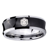 10mm Chief Master Sergeant Vector Concave Black Tungsten Mens Promise Ring