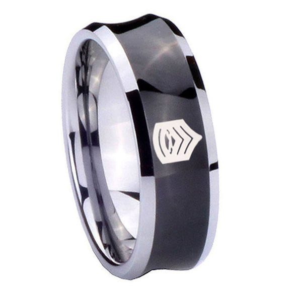 10mm-Army-Sergeant-Major-Concave-Black-Tungsten-Carbide-Men's-Engagement-Ring