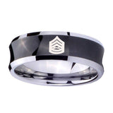 10mm-Army-Sergeant-Major-Concave-Black-Tungsten-Carbide-Men's-Engagement-Ring