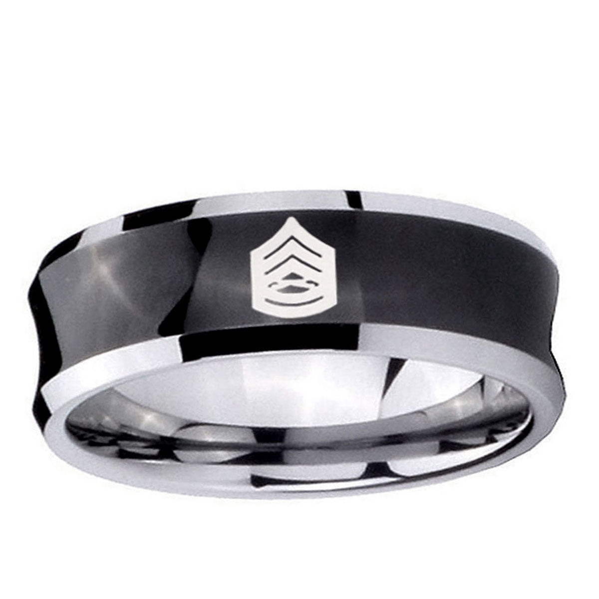 10mm Army Sergeant Major Concave Black Tungsten Ring
