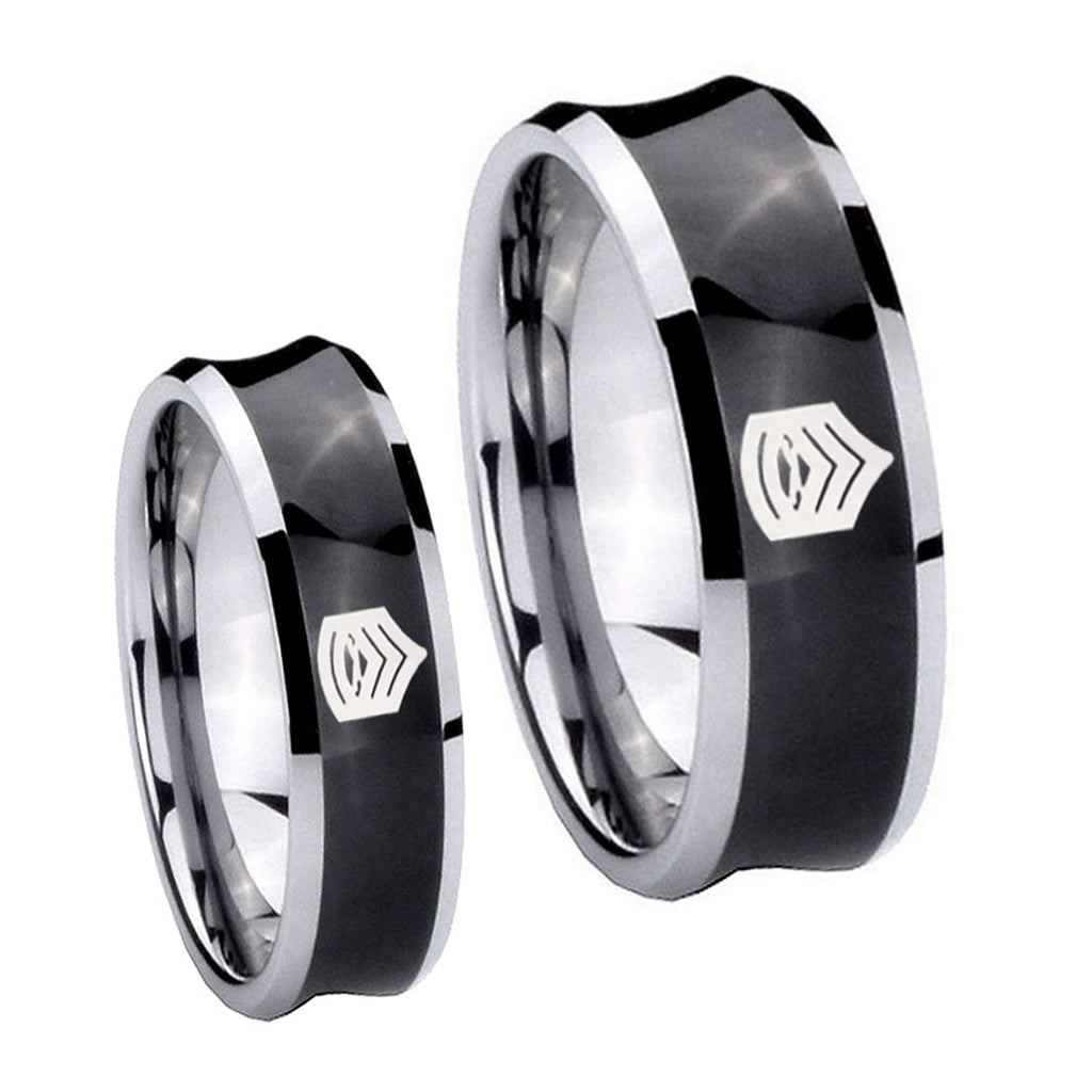 Army Sergeant Major Concave Black Tungsten His and Hers