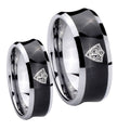 CTR Concave Black Tungsten Wedding Ring Set