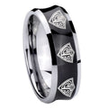 8MM Multiple CTR Concave Black Tungsten Men's Bands Ring