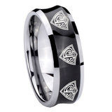 Bride and Groom Multiple CTR Concave Black Tungsten Personalized Ring Set