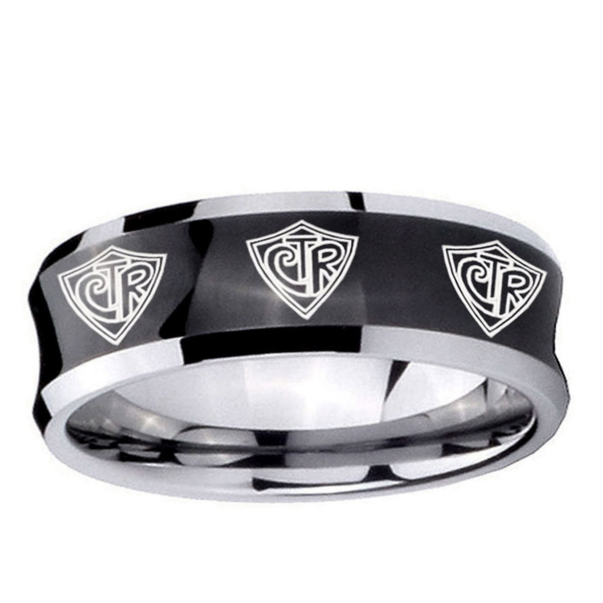 10mm Multiple CTR Concave Black Tungsten Ring