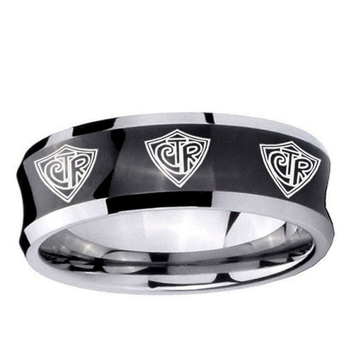 10mm Multiple CTR Concave Black Tungsten Ring
