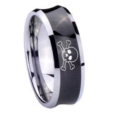 8mm-Skull-Concave-Black-Tungsten-Carbide-Men's-Bands-Ring