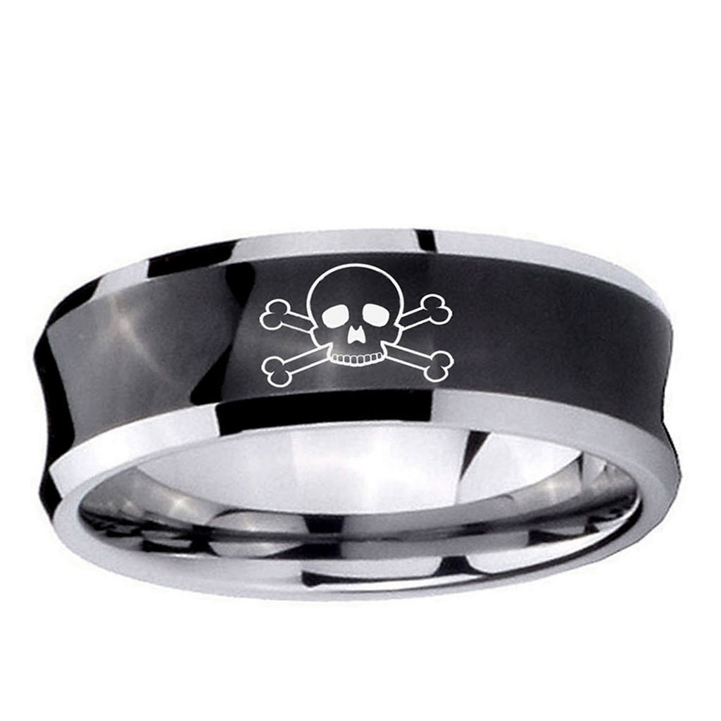 5MMSkull Concave Black Tungsten Carbide Men's Bands Ring