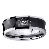 10mm Skull Concave Black Tungsten Carbide Custom Ring for Men