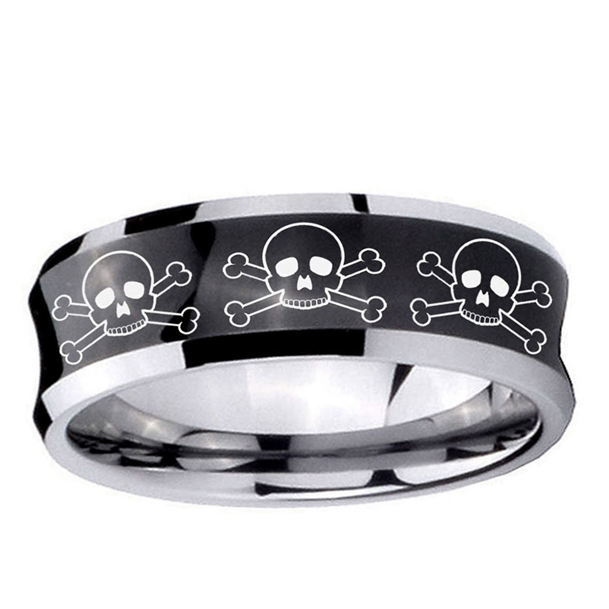 5MMMultiple Skull Concave Black Tungsten Carbide Promise Ring