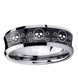 10mm Multiple Skull Concave Black Tungsten Ring