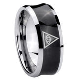 8mm Seeing Eye of God Concave Black Mens Wide Band Rings