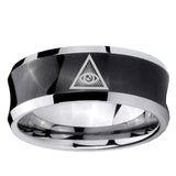 5, 8mm Seeing Eye of God Concave Black Mens Wide Band Rings