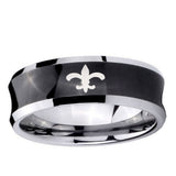 10mm Fleur-De-Lis Concave Black Tungsten Ring
