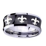 8mm-Multiple-Fleur-De-Lis-Concave-Black-Tungsten-Carbide-Mens-Wedding-Band