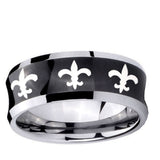10mm Multiple Fleur-De-Lis Concave Black Tungsten Ring
