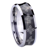 10mm-Multiple-Crosses-Concave-Black-Tungsten-Carbide-Mens-Wedding-Band