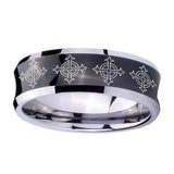 10mm-Multiple-Crosses-Concave-Black-Tungsten-Carbide-Mens-Wedding-Band