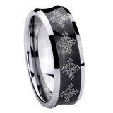 8mm Multiple Crosses Concave Black Tungsten Carbide Mens Engagement Ring