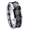 10mm Multiple Crosses Concave Black Tungsten Carbide Mens Wedding Band
