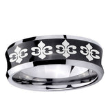 10mm Multiple Fleur-De-Lis Concave Black Tungsten Ring