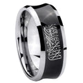 8MM Islamic Shahada Concave Black Mens Wide Band Rings