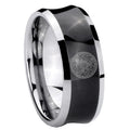 8MM Seal of Seven Archangel Concave Black Mens Wide Band Rings
