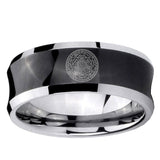 5, 8mm Seal of Seven Archangel Concave Black Mens Wide Band Rings