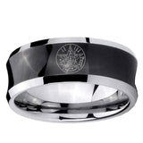 5, 8mm Tetragrammaton Spiritual Kabbalah Concave Black Mens Wide Band Rings