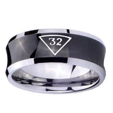 10mm-Masonic-32-Triangle-Freemason-Concave-Black-Tungsten-Carbide-Wedding-Engraving-Ring