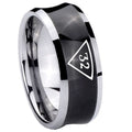 8MM Masonic 32 Triangle Freemason Concave Black Tungsten Ring