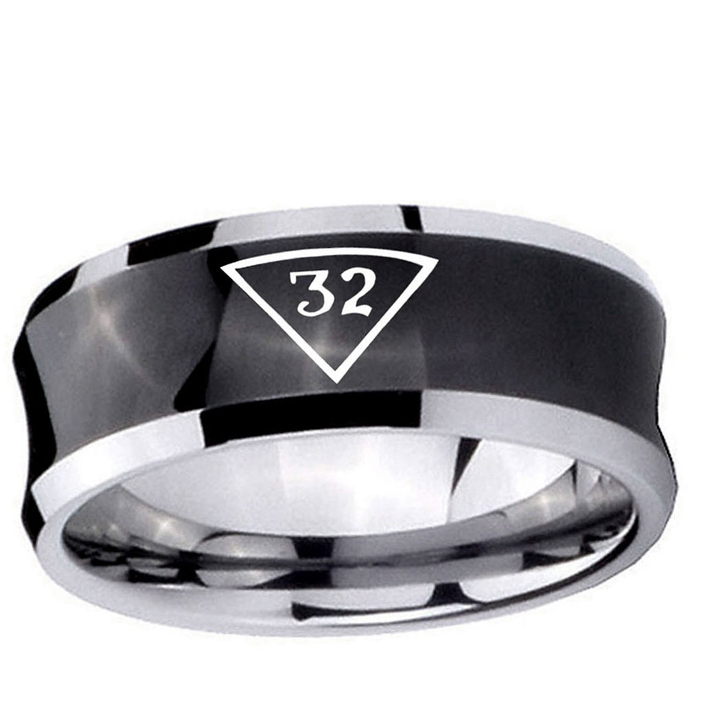 5MMMasonic 32 Triangle Freemason Concave Black Tungsten Ring