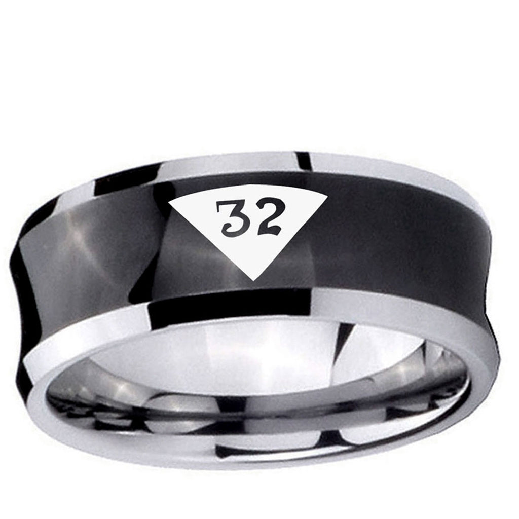 5MMMasonic 32 Triangle Design Freemason Concave Black Tungsten Ring